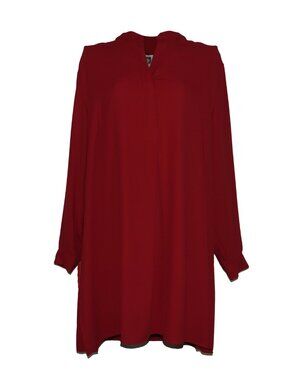 Anne Klein Red Popover Tunic Blouse  Long Sleeve Split Neck Sz 2X